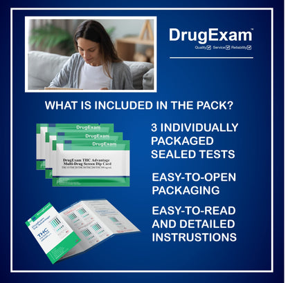 3 Pack DrugExam Multi Drug Screen Test – Urine THC Detection with Detailed Instructions
