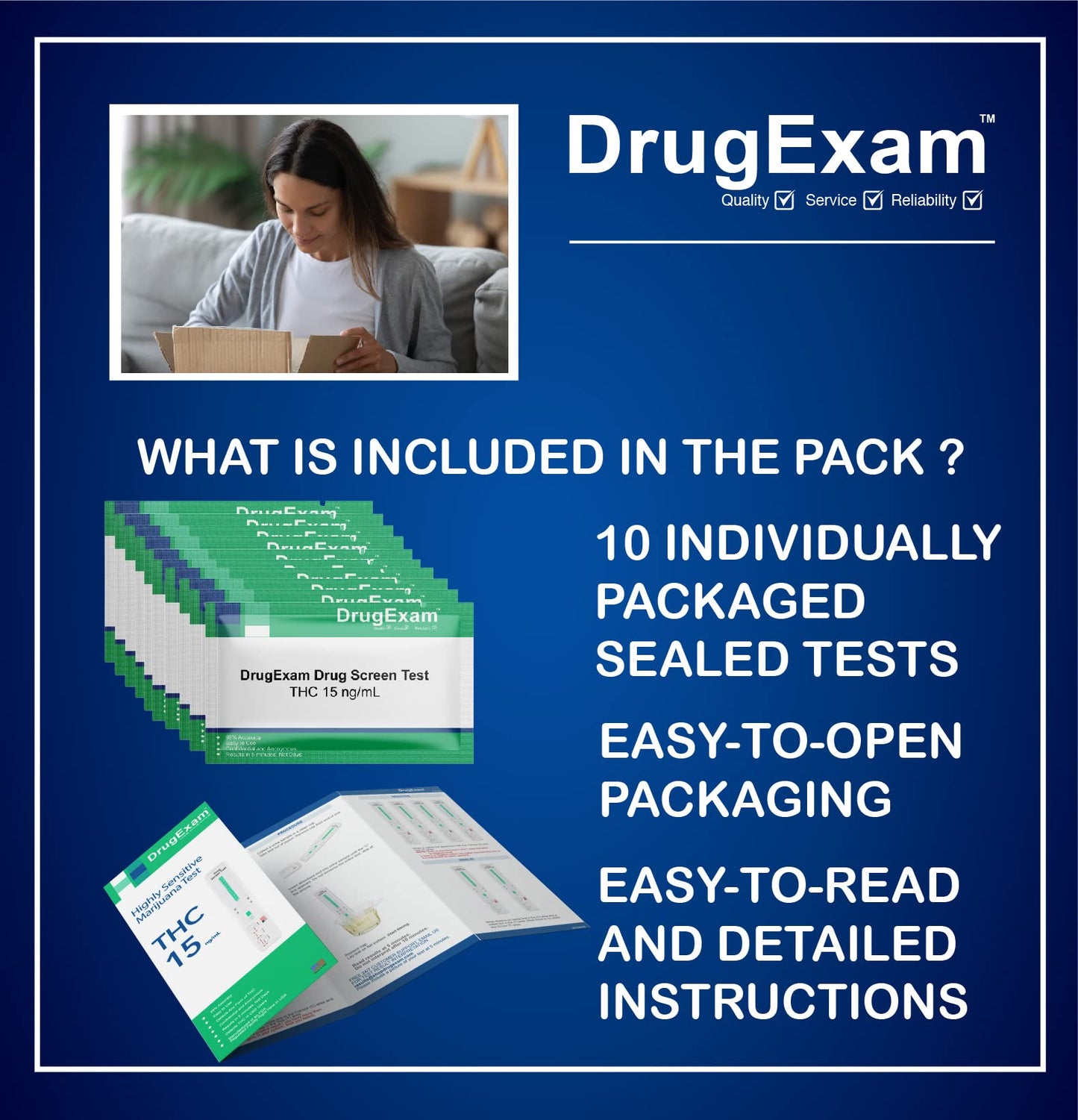 10 Pack DrugExam THC Marijuana Urine Test Strips – 15 Marijuana Tests, 5-Minute Results