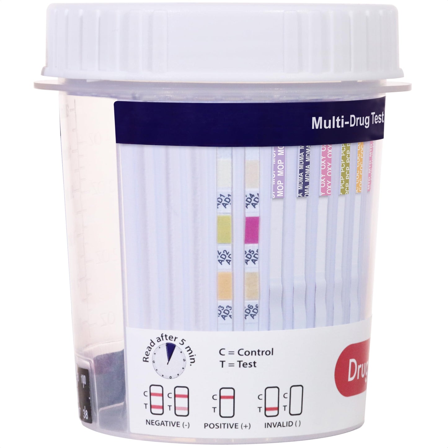 DrugTect 14-Panel Drug Test Cup – 5 Pack | CLIA-Waived Urine Drug Screen with Fentanyl Detection