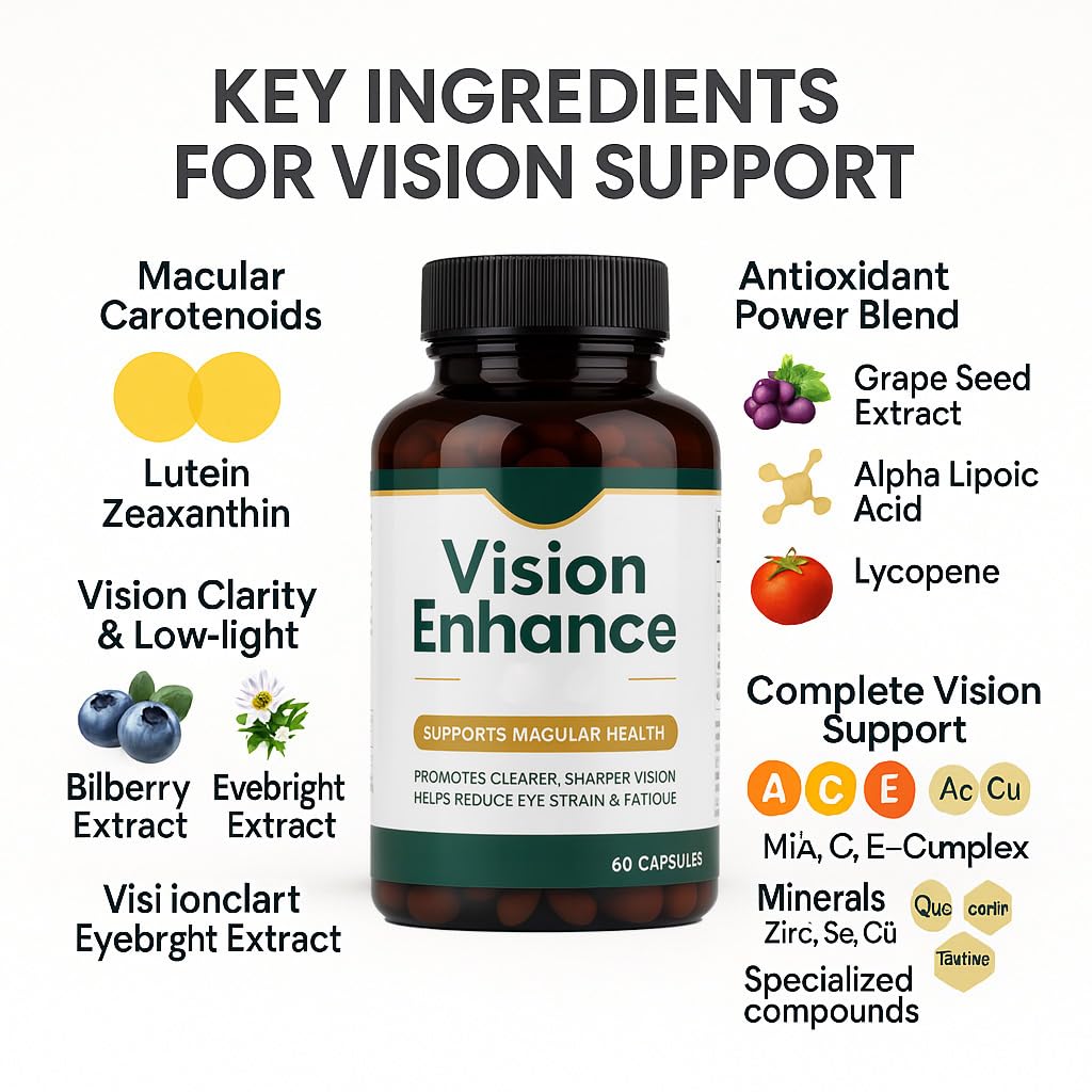 KBSBUBB Vision Enhance Pro – Lutein, Zeaxanthin & Bilberry Carotenoid Blend, 30-Day Supply