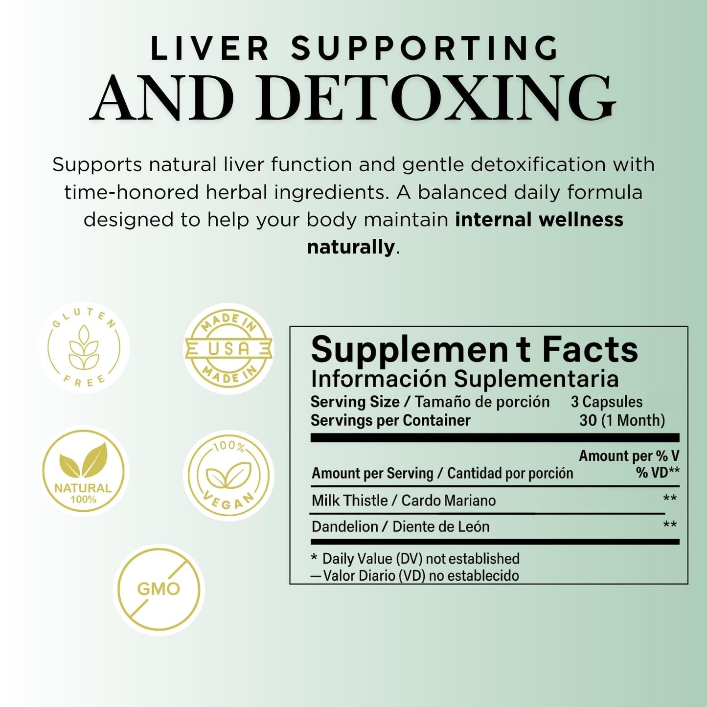 Milk Thistle + Dandelion Root — 90 Veggie Capsules | 1500 mg per Serving | Liver Health & Detox | 100% Natural | Made in USA | BexpertsUSA