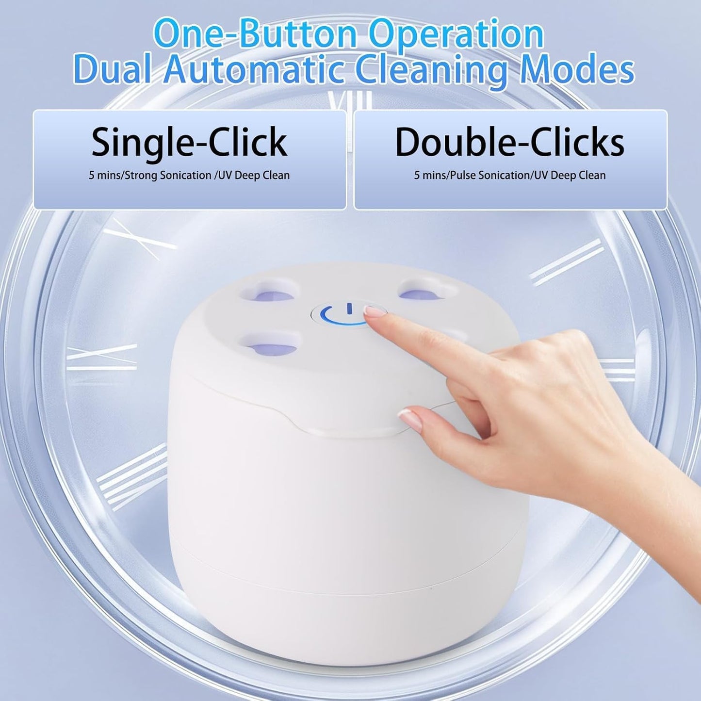 Ultrasonic Retainer Cleaner 42kHz | 250ml UV Cleaning Pod