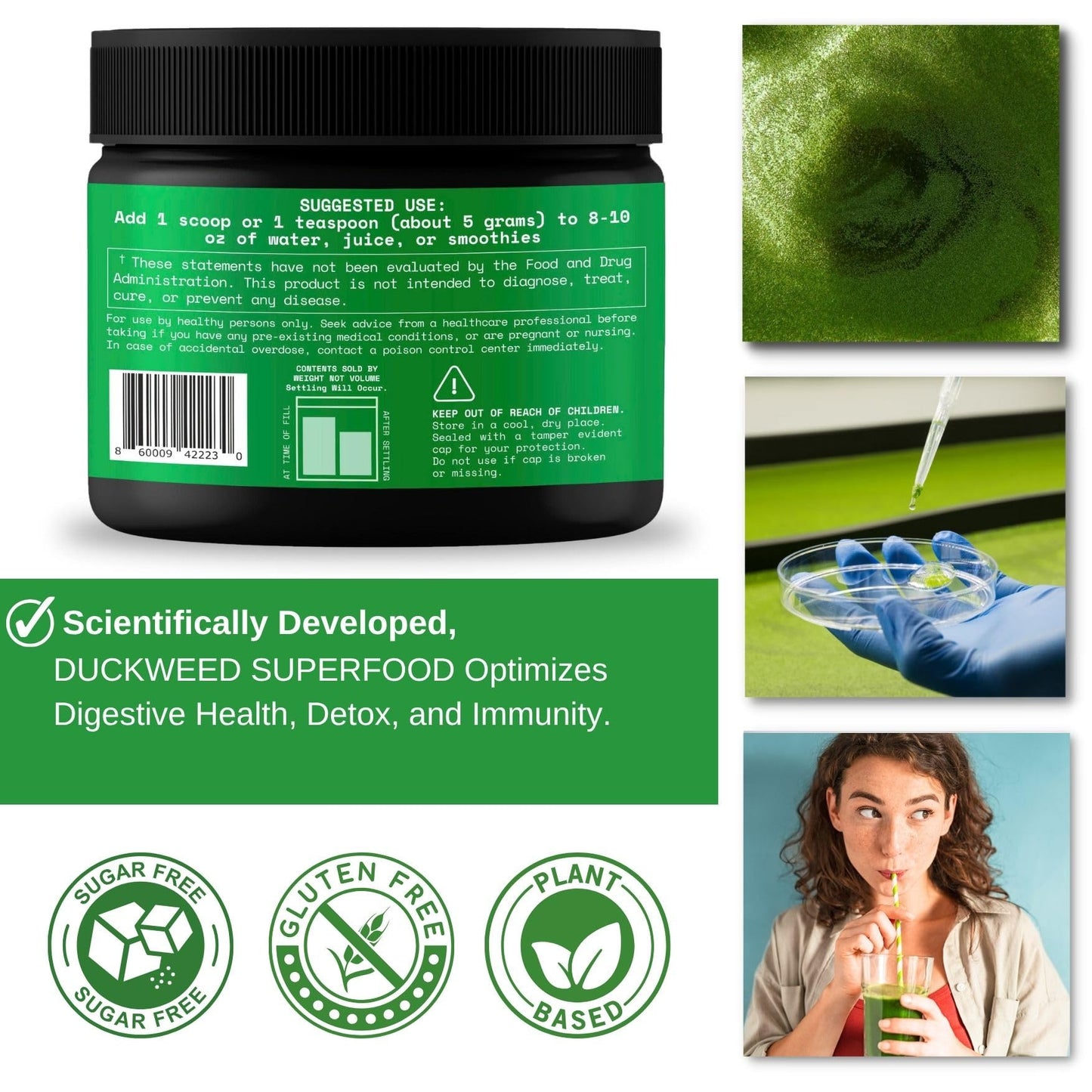 VINATURA Duckweed Powder – Duckweed Supplement & Digestive Health Superfood (Wolffia Globosa)
