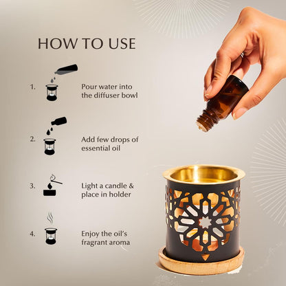Dukhni Essential Oil Burner – Brass Candle Diffuser for Home Aromatherapy & Fragrance