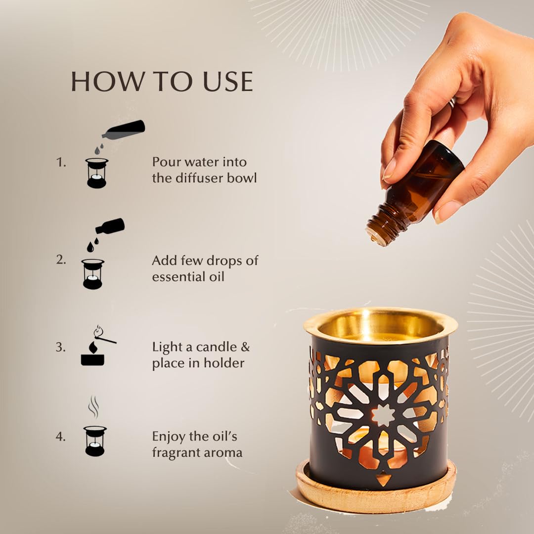 Dukhni Essential Oil Burner – Brass Candle Diffuser for Home Aromatherapy & Fragrance