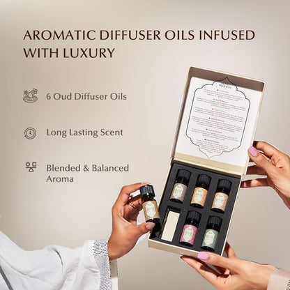 Oud Diffuser Oil Gift Set – 6 x 10ml | Pure Halal Oudh Oils | Dukhni