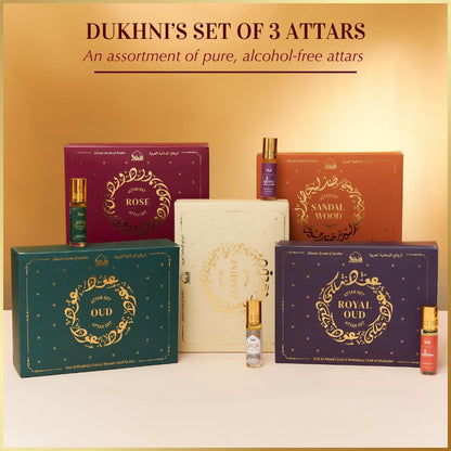 Dukhni Rose Attar Set | 3x6ml Pure Arabic Fragrance Oils