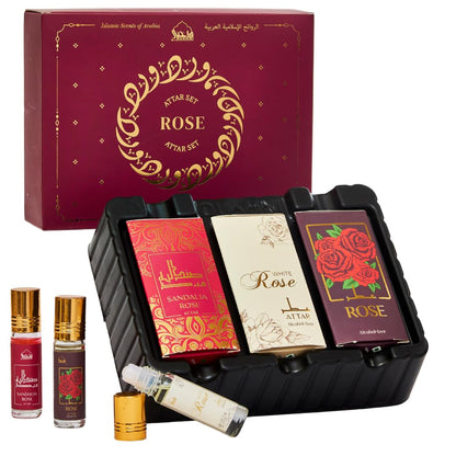 Dukhni Rose Attar Set | 3x6ml Pure Arabic Fragrance Oils