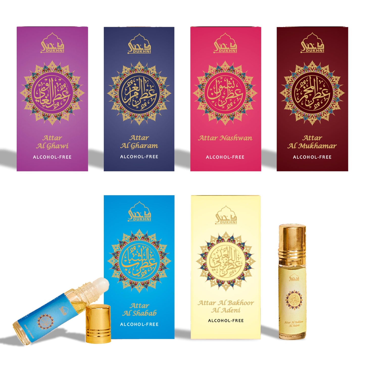 Dukhni Yemeni Attar Oil Set – 6 Arabic Oud Perfume Oils (6ml each) | Alcohol Free & Vegan