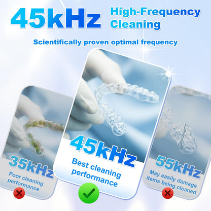 Dukya 2025 Ultrasonic Retainer Cleaner – 4 UV Lights, 45kHz Deep Clean for Dentures, Mouth Guards, Braces, and Toothbrush Heads