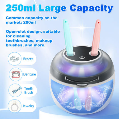 Dukya 2025 Ultrasonic Retainer Cleaner – 4 UV Lights, 45kHz Deep Clean for Dentures, Mouth Guards, Braces, and Toothbrush Heads