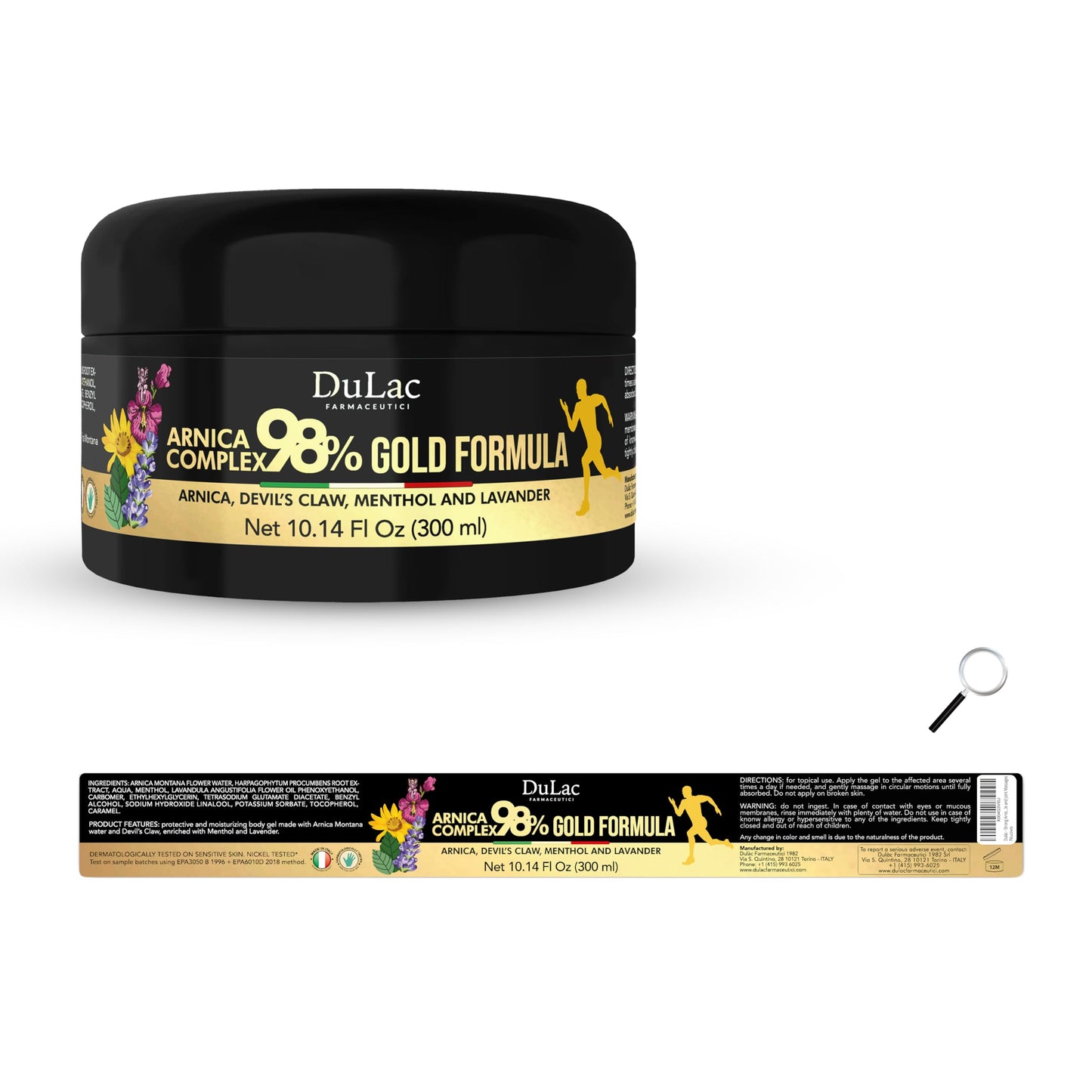 Dulàc Arnica Gel 98% Gold Formula for Muscle & Joint Massage | 300 ml