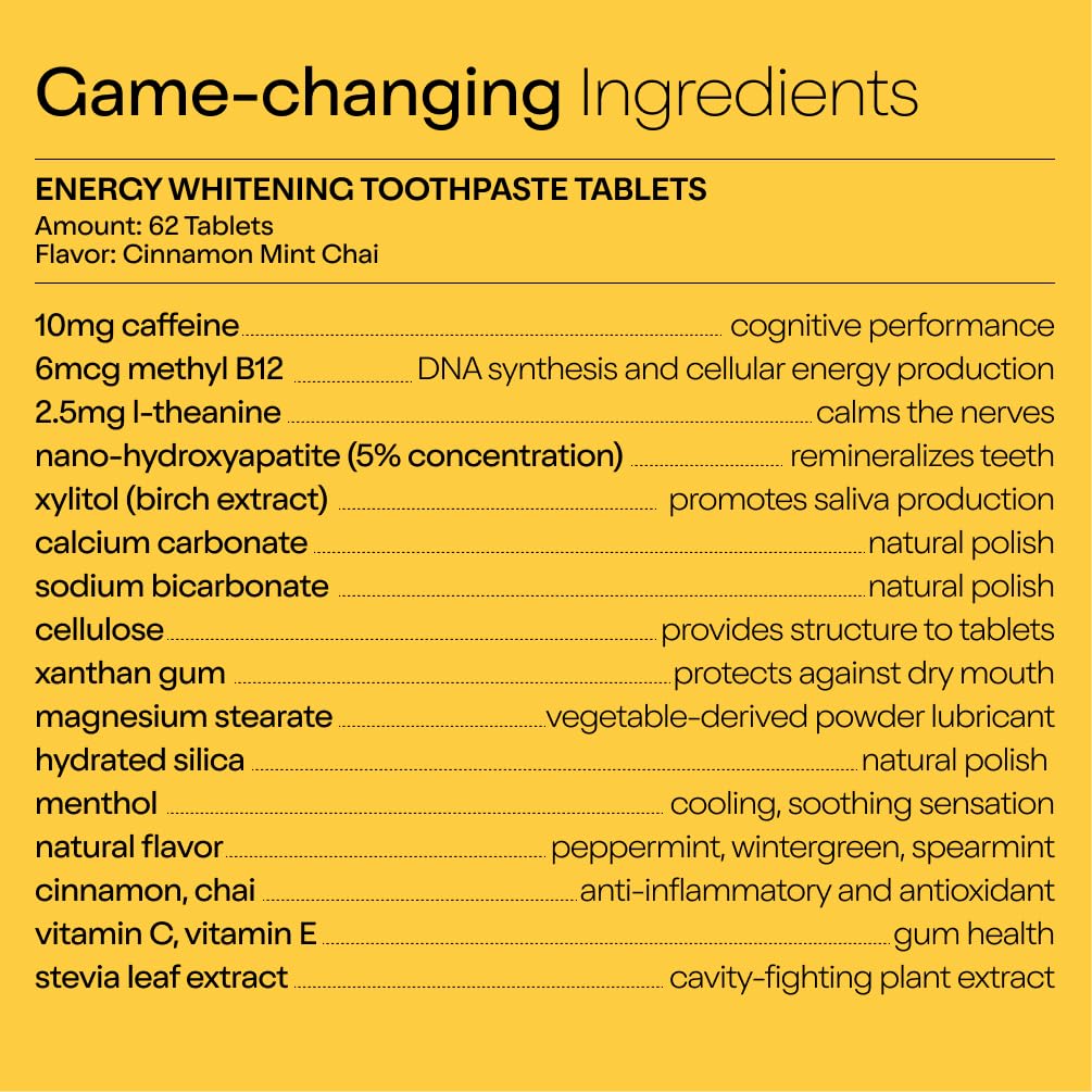 Duo Energy Toothpaste Tablets – Cinnamon Mint Chai | Caffeine + B12 + nHa