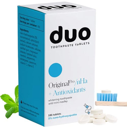 Duo Toothpaste Tablets | Nano-Hydroxyapatite Whitening, Remineralize & Sensitivity Relief | Dentist Created | Sustainable & Plastic Free