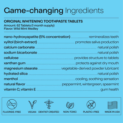 Duo Toothpaste Tablets with Nano-Hydroxyapatite (nHa) – Natural Whitening, Remineralize & Sensitivity Relief