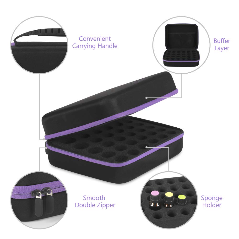 JSVER Essential Oil Storage Case – 30 Bottles Travel Organizer