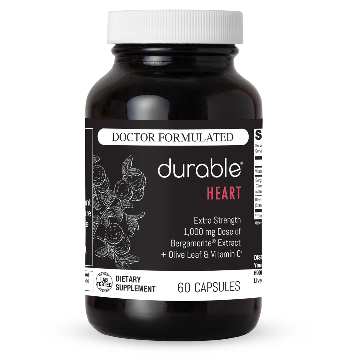 Durable Heart Bergamonte 1000mg + Olive Leaf + Vitamin C | Heart Health Supplement BritishVita | Premium UK Vitamins & Wellness Supplements