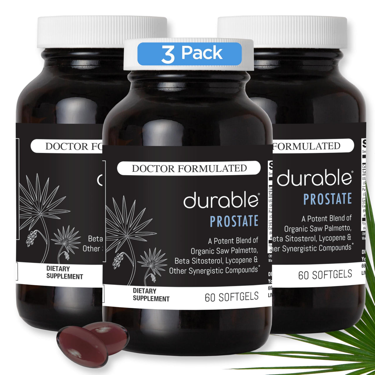 Durable Prostate – Organic USPlus Saw Palmetto + Beta-Sitosterol | Doctor-Formulated, Made in USA (180 Softgels) Elovita | Premium Vitamins, Advanced Supplements & Melatonin in the UK