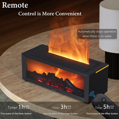 Durapoem Fireplace Essential Oil Diffuser 150ml – Ultrasonic Mist, 7-Color Flame, Remote