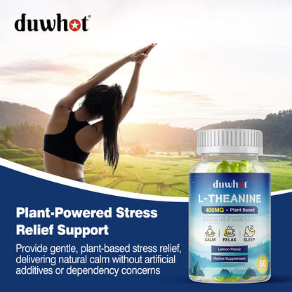 duwhot L-Theanine Gummies 400mg – Stress Relief, Focus, Lemon Flavor, 60 Chewables