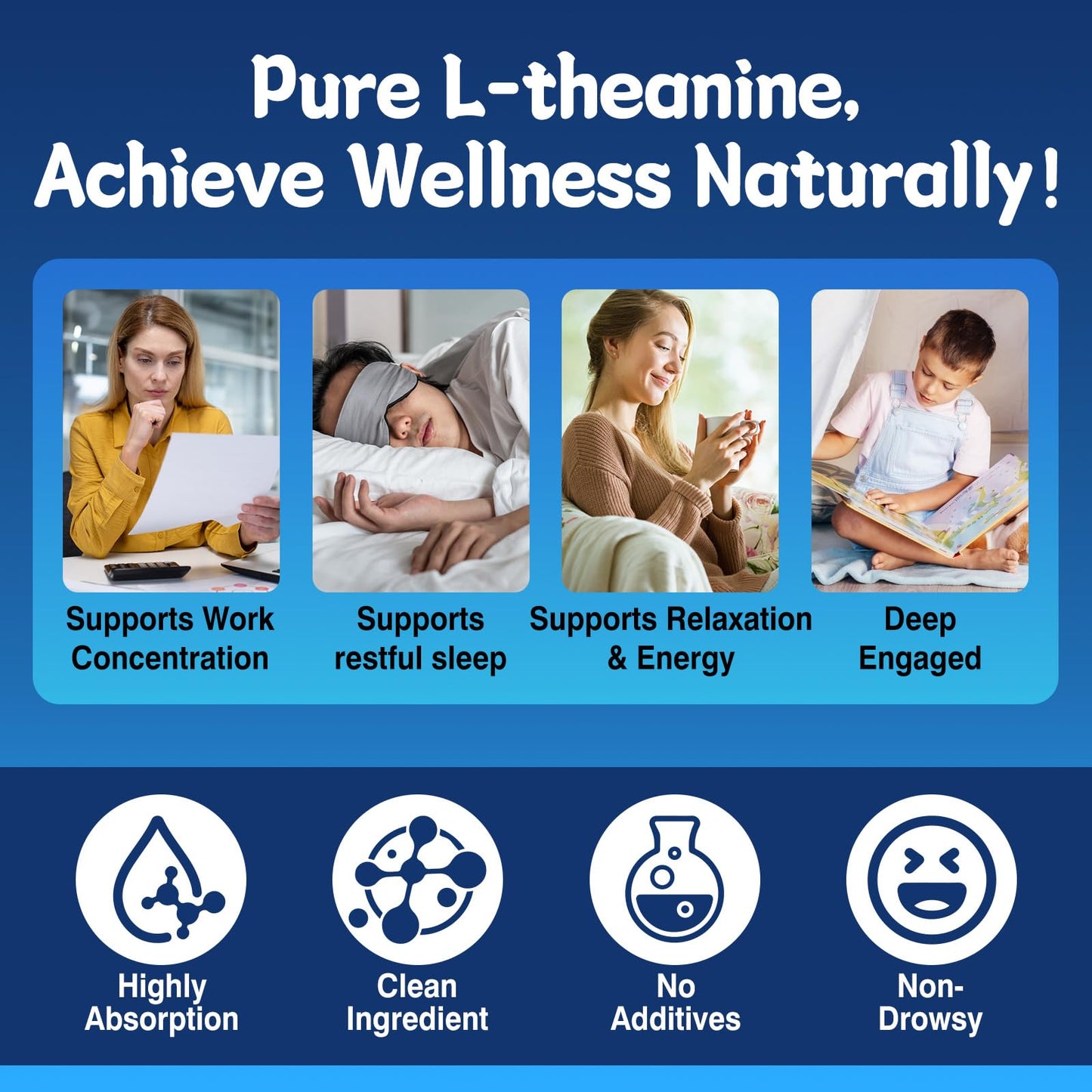 duwhot L-Theanine Gummies 400mg – Stress Relief, Focus, Lemon Flavor, 60 Chewables