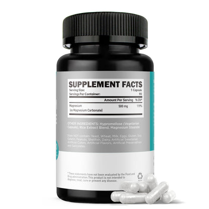 duwhot Magnesium Carbonate 500mg - High Absorption Digestive Health, 90 Capsules | Vegan, Non-GMO, Gluten-Free