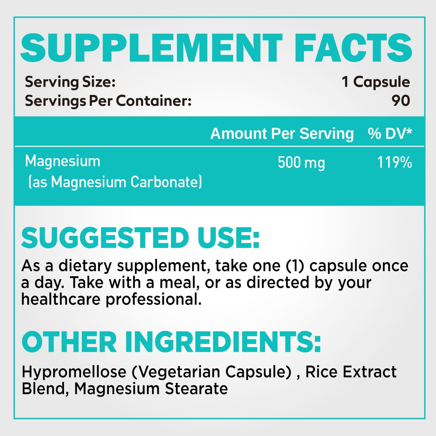 duwhot Magnesium Carbonate 500mg - High Absorption Digestive Health, 90 Capsules | Vegan, Non-GMO, Gluten-Free