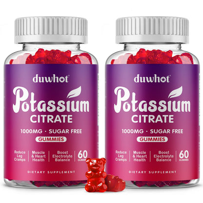 duwhot Potassium Citrate 1000mg Gummies – 120 Chewables | Leg Cramps & Muscle Health