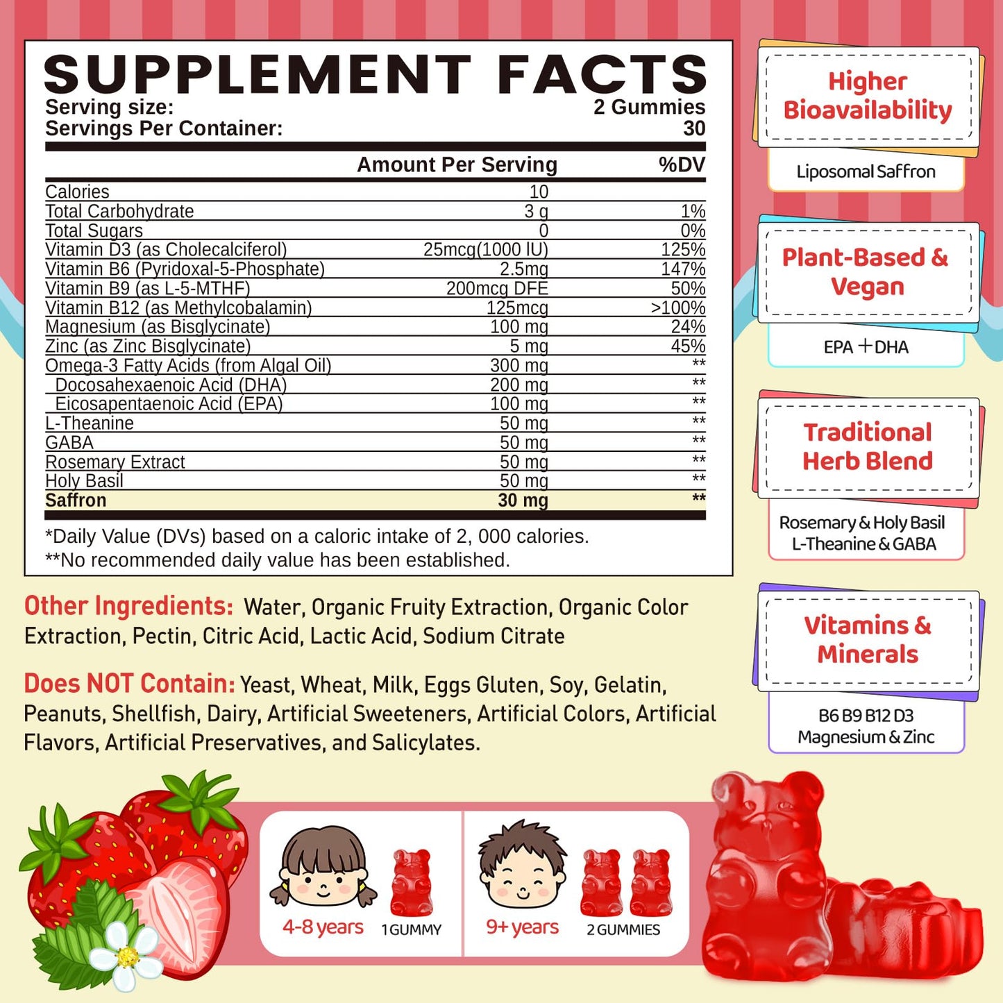 duwhot Liposomal Saffron Gummies for Kids – Focus & Brain Support, Vegan & Non-GMO