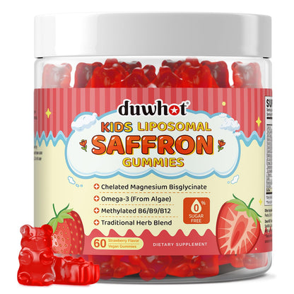 duwhot Liposomal Saffron Gummies for Kids – Focus & Brain Support, Vegan & Non-GMO