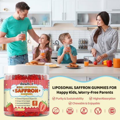 duwhot Liposomal Saffron Gummies for Kids – Focus & Brain Support, Vegan & Non-GMO