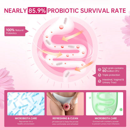 DVO Vaginal Probiotics for Women - pH Balance, 60 Billion CFU + Prebiotics & Lactobacillus - Odor & Yeast Balance, Flora Support, Immune Health - 90 Count