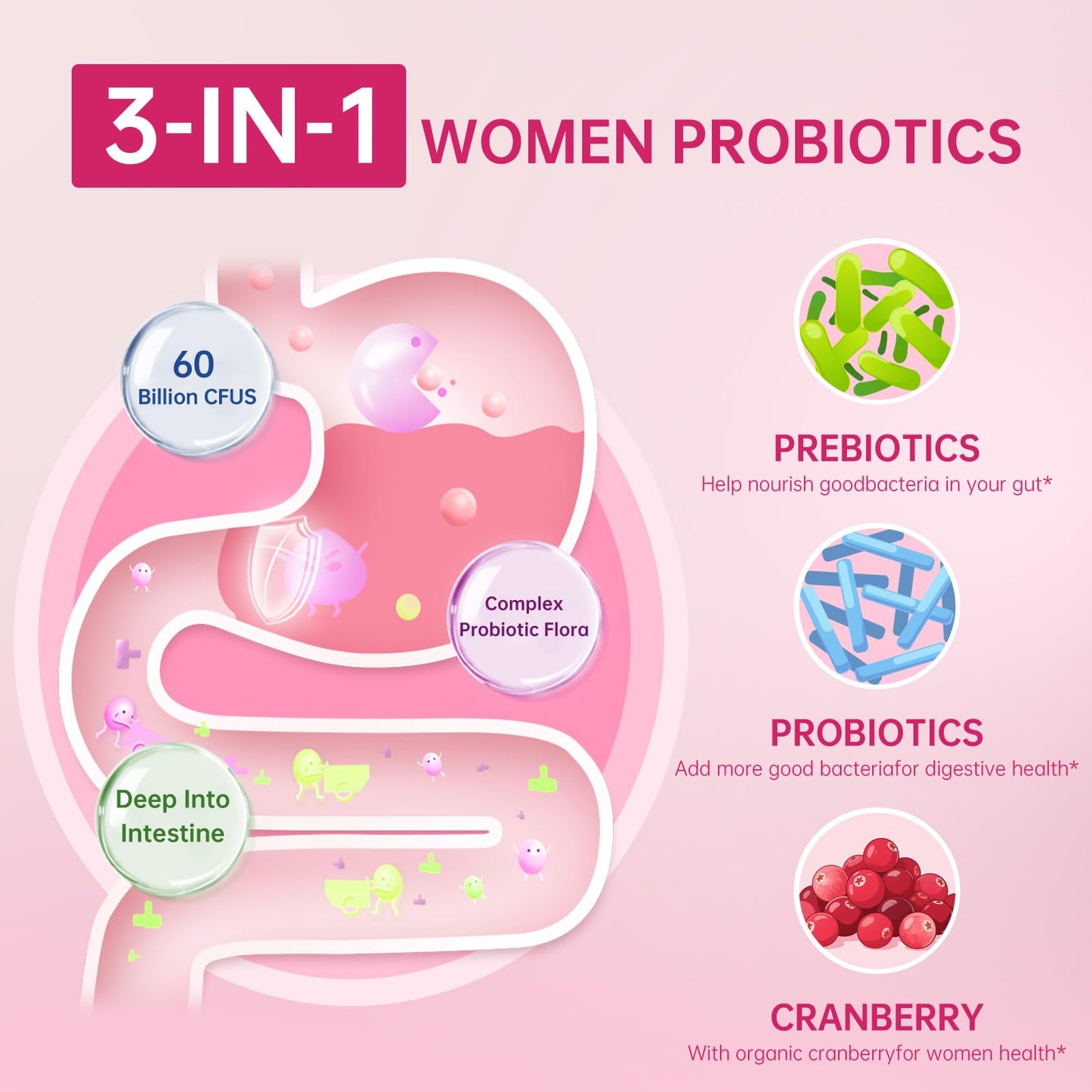 DVO Vaginal Probiotics for Women - pH Balance, 60 Billion CFU + Prebiotics & Lactobacillus - Odor & Yeast Balance, Flora Support, Immune Health - 90 Count