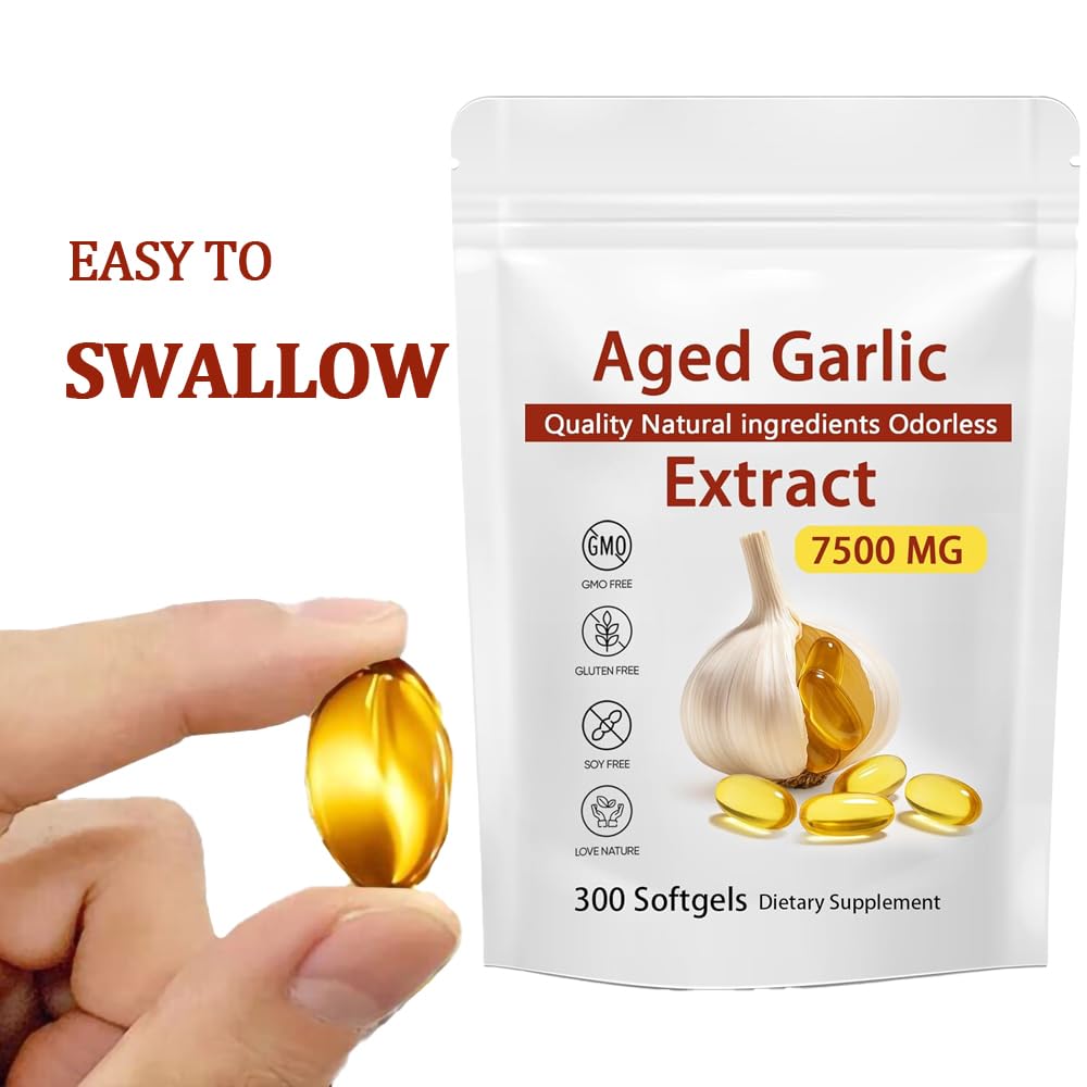 DXHBALK Elare Aged Garlic Extract - Odorless 7500mg Garlic Capsules, 300 Softgels, Non-GMO, Gluten-Free | Immune Support