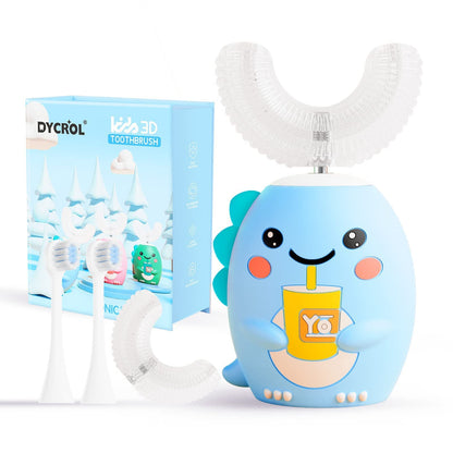 DYCROL Kids U Shaped Electric Toothbrush – 4 Heads, 5 Modes, IPX7 Waterproof (2-6y, Blue)