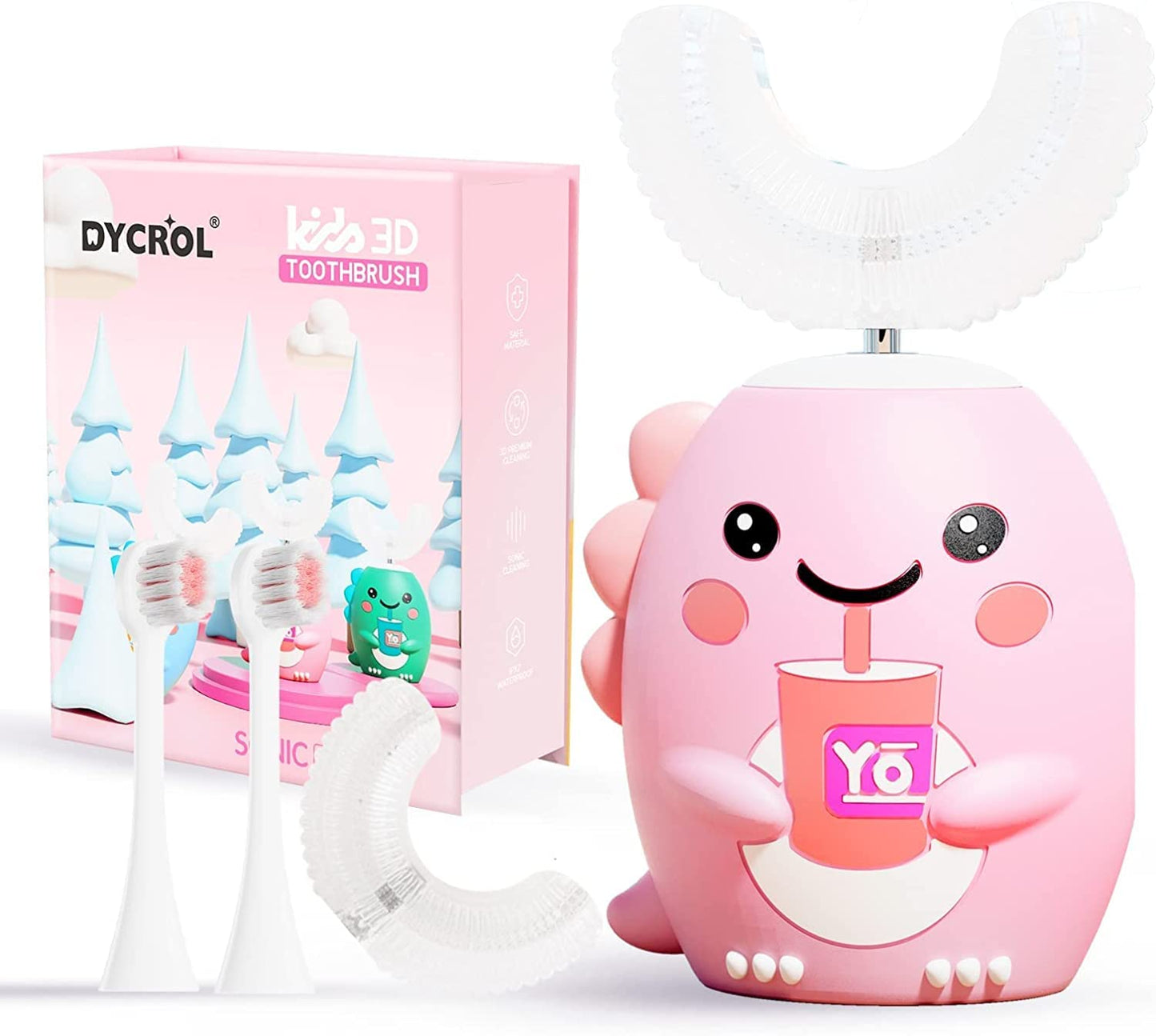 DYCROL Kids U Shaped Electric Toothbrush - 5 Modes, IPX7, 6-12, Pink
