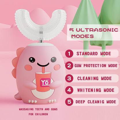 DYCROL Kids U Shaped Electric Toothbrush - 5 Modes, IPX7, 6-12, Pink