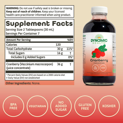 Dynamic Health Cranberry Juice Concentrate — Unsweetened, No Added Sugar, 8 Fl oz