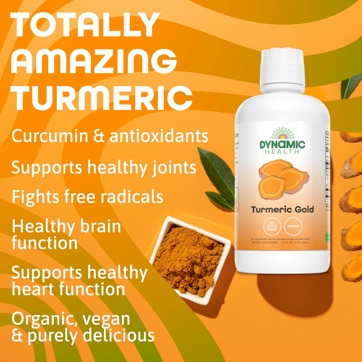 Dynamic Health Turmeric Gold – 100% Juice Turmeric Supplement, 32 Fl Oz