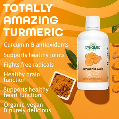 Dynamic Health Turmeric Gold – 100% Juice Turmeric Supplement, 32 Fl Oz