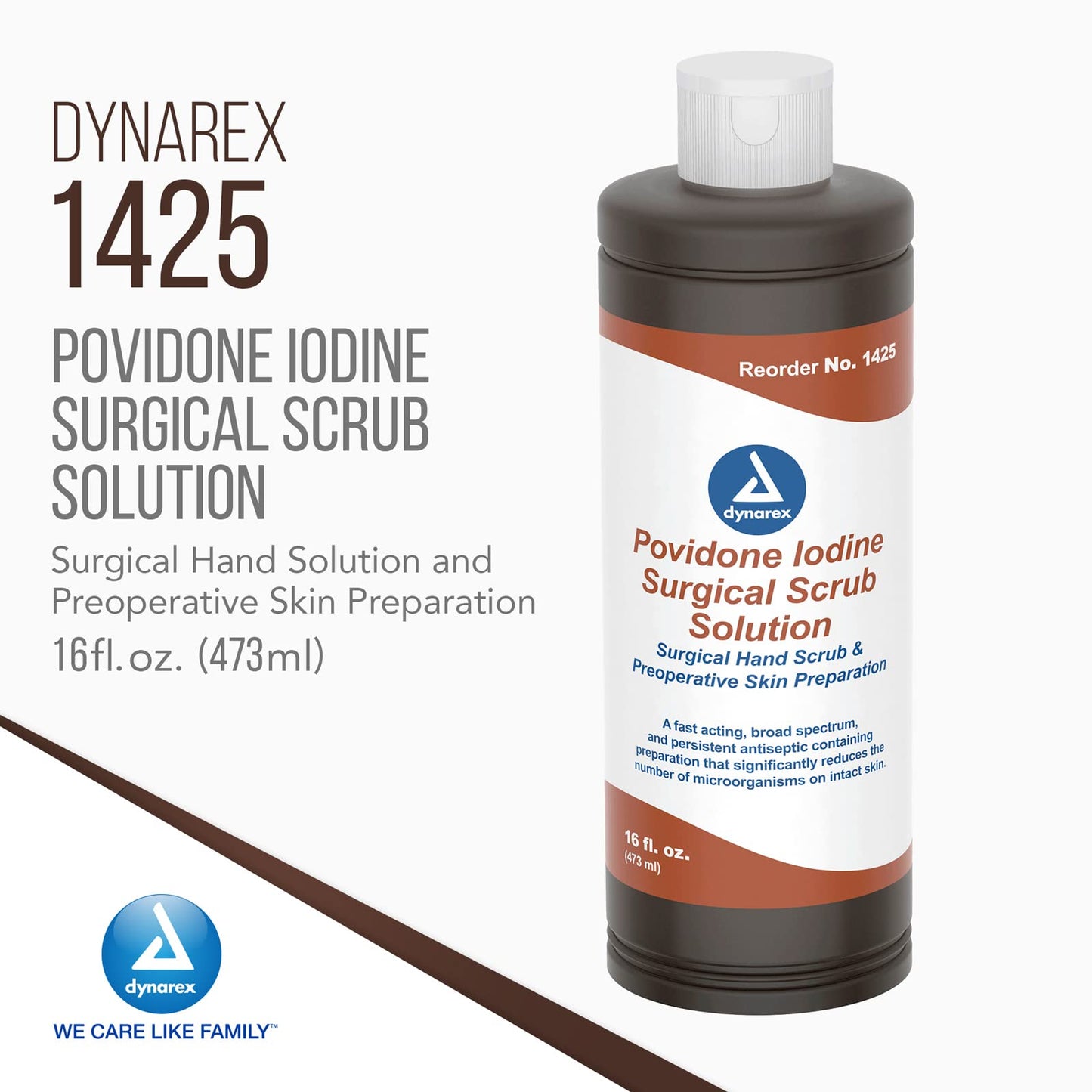 Dynarex Povidone-Iodine Scrub Solution 16 fl oz | Surgical Site Prep & Antiseptic