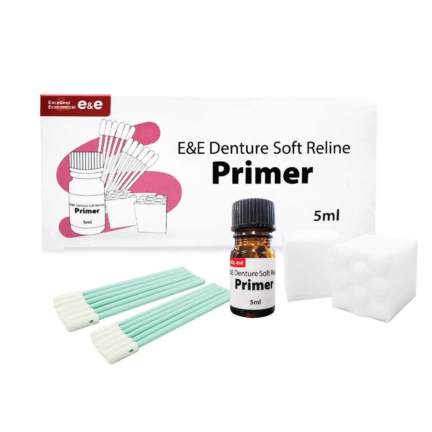 E&E Denture Soft Reline Primer – Strong Bond for Acrylic Dentures | Easy-to-Use, Long-Lasting Adhesion