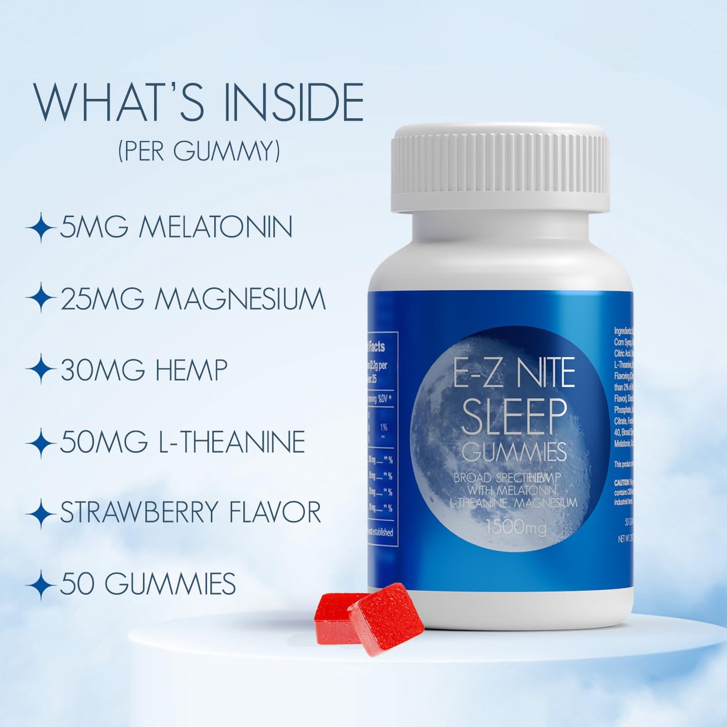 E-Z Nite Sleep Gummies with Melatonin & L-Theanine | Strawberry 50 Count