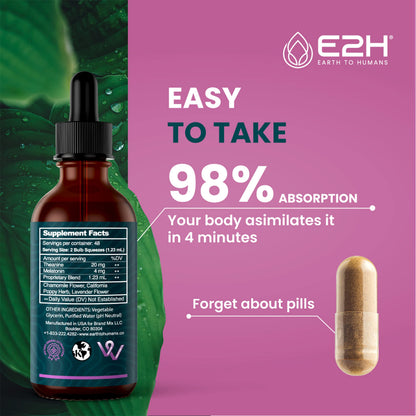 E2H Natural Sleep Support – Liquid Melatonin with Chamomile & L-Theanine (2 oz)