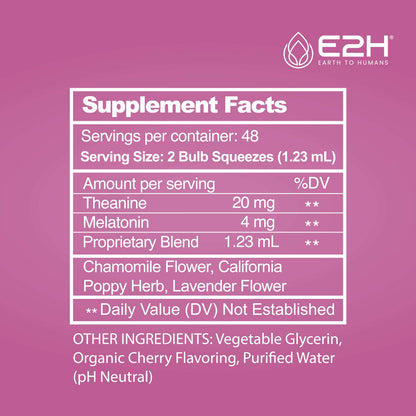 E2H Natural Sleep Support – Liquid Melatonin with Chamomile & L-Theanine (2 oz)