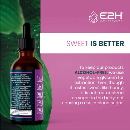 E2H Natural Sleep Support – Liquid Melatonin with Chamomile & L-Theanine (2 oz)