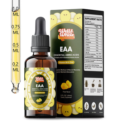 Essential Amino Acid (EAA) Liquid Drops – Liver Support, Vitamin B6 & Zinc, Vegan, 2 oz