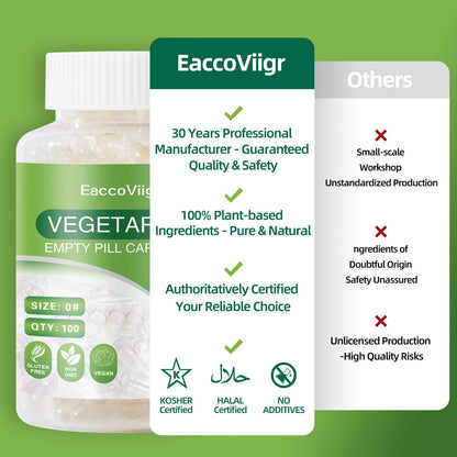 EaccoViigr Size 0 Empty Capsules - 100 Count Clear Empty Pill Capsules with Capsule Filling Kit, Fillable Vegan Vegetarian Capsule Empty for Vitamins, Easy for DIY Supplements