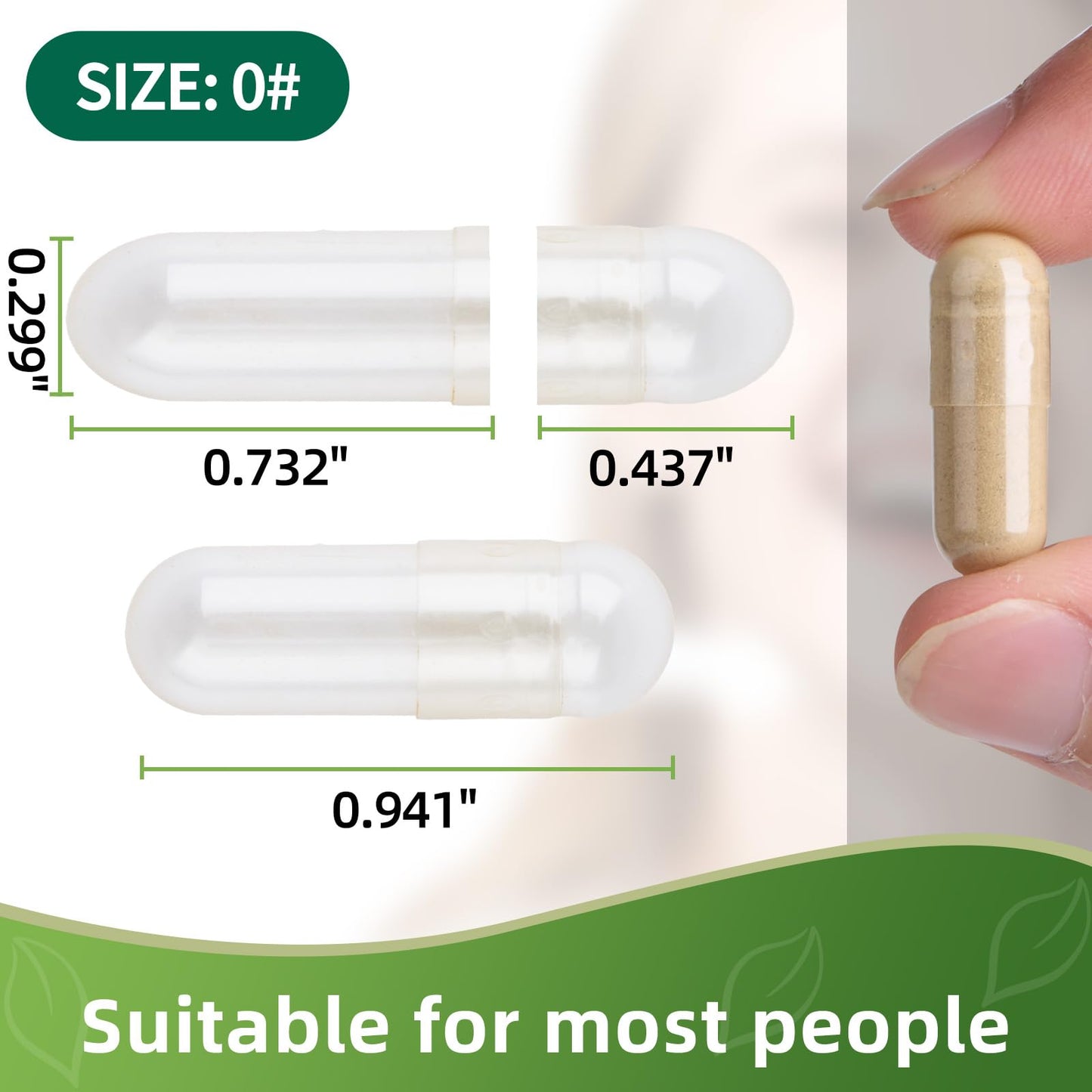 EaccoViigr Size 0 Gelatin Empty Capsules – 100 Count, Clear & Fillable
