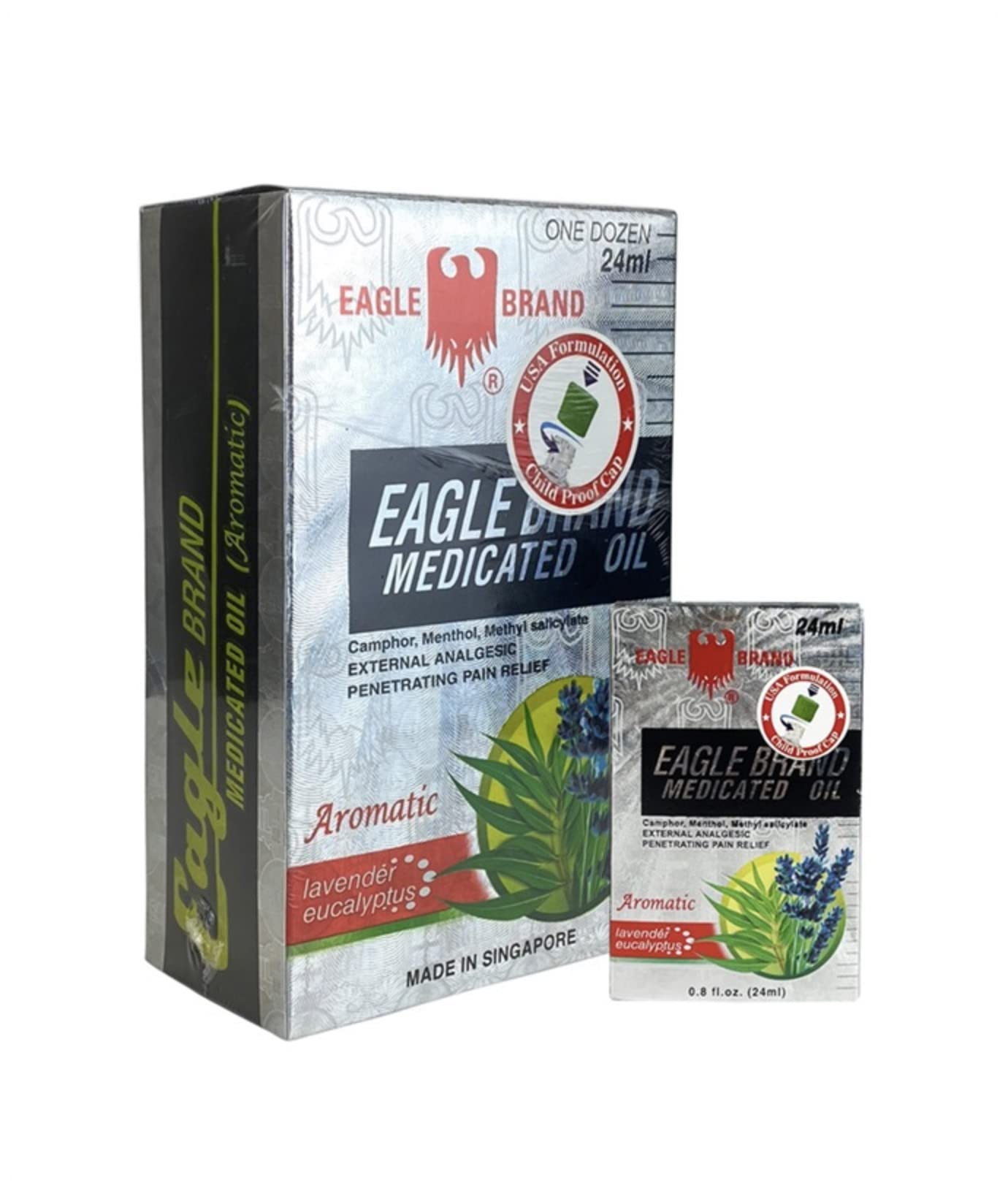 Eagle Brand 12 Packs – 24ml Medicated Oil (Lavender Eucalyptus) | Soothing Pain Relief